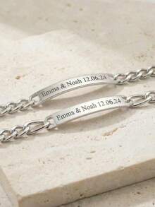 Pulsera personalizada para parejas - Personalizable con nombres y fechas, regalo para parejas, amantes, mejores amigos, joyería conmemorativa de aniversario - Pulsera - Ver 7