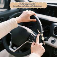 方向盘念珠吊坠，带圣母玛利亚吊坠和十字架的方向盘饰品，珍珠心形链天主教汽车内饰挂饰 - 愛心 - 查看 11