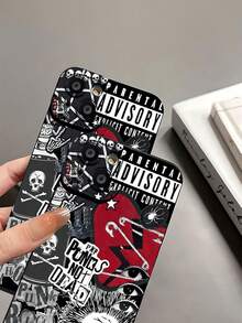 Collage de estética punk rock. Esta elegante funda es compatible con los modelos  17, 16, 15, 14 Pro Max, 13, 12, 11, XR y XS Plus. Fabricada en silicona TPU, ofrece protección contra golpes y caídas, además de una sensación superior. Es un regalo ideal para familiares, amigos y seres queridos, y una opción perfecta para San Valentín.fundas para ,fundas,accesorios para celular,fundas para celular,fundas para  13,funda  13,funda  16,funda  17 pro max,funda  15,fundas para  16,fundas  11,fundas ,Música rock, elementos del rock - Negro - Ver 8