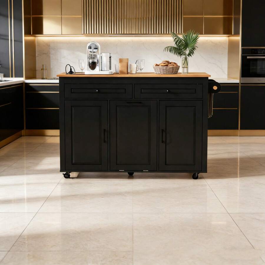 Mobile Storage Islands - Black + MDF - View 1