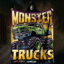 1PC 3D Monster Jam Monster Truck Cartoon Blanket, Edgy Gift For Motorsports Fans, Themed Man Cave Decor, Retro Sci-Fi Party Accent & Race Day Souvenir,Soft Throw Blanket For Home Bedroom Bed Sofa Picnic Travel Office Cover Blanket - Multicolour 36 - View 5