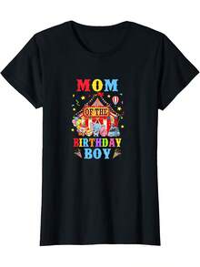 Mom Of Birthday Boy Circus Theme Party-Shirt - Black - View 3