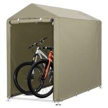 Garaje para bicicletas impermeable 420D para 1 o 2 bicicletas: techo triangular, almacenamiento al aire libre, protección ideal contra la intemperie para jardín y patio: fácil montaje, ahorra espacio - Verde - Ver 2