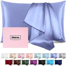 Silk Pillow Cases Silk Pillowcases Soft Breathable Both Sided Natural Silk Pillowcase With Zipper Sleep Silk Pillow Cases 1 Pc Standard, Cornflower Blue - 矢車菊藍+標準 - 查看 2
