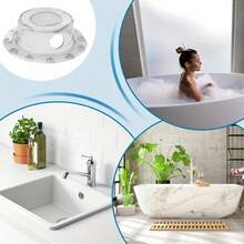 （1 件装或 2 件装）浴缸溢水盖，让您享受更深的浸泡体验 - 6.1 英寸透明塑料盖可阻挡溢水孔，让您将浴缸注水更高 - 2 Pcs - 查看 10