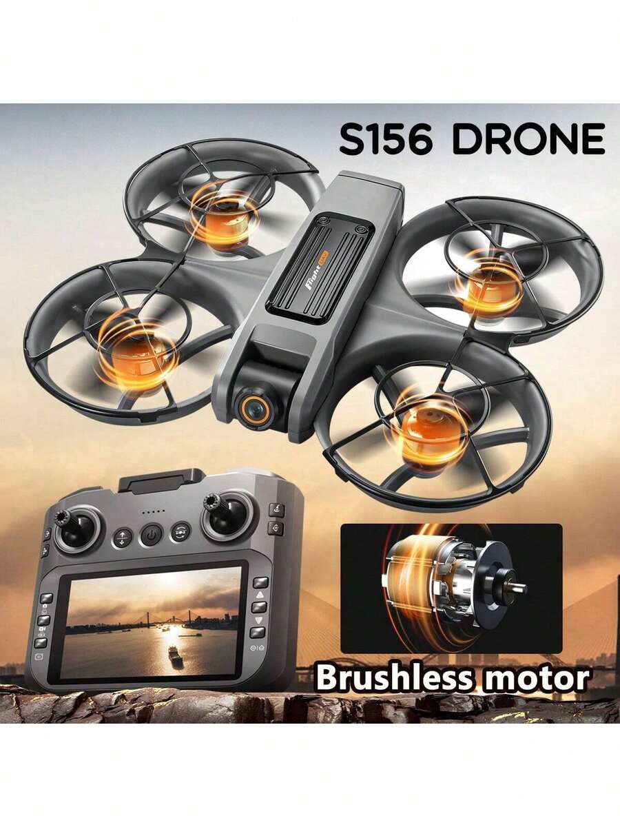 AXNEN 2026升级版S156无人机，配备双摄像头、大型遥控器、无刷电机、光流悬停、智能避障，易于新手操控，适合作为万圣节和圣诞节礼物。