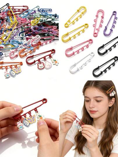 5/10/20/30/50/60/80/100/150/200/500/1000pcs 50mm Multicolor Safety Pin Brooches - DIY Jewelry Making Blank Bases And Accessories, Brooch Pins, DIY Supplies