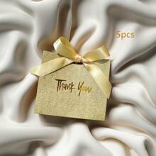 迷你纸质礼品袋，金/银箔礼品袋，时尚手提袋，带蝴蝶结装饰，印有“谢谢”字样的糖果盒，蝴蝶结装饰的礼品盒和礼品袋，适用于婚礼、生日派对、礼品包装、购物袋、派对回礼，饰有丝带蝴蝶结，可折叠，易于存放，是派对回礼、生日装饰、礼品包装、节日礼物、小物件收纳的理想之选，也适用于婚礼派对装饰、新娘回礼、婚礼宾客礼物、母亲节礼物、节日礼物等。 - 彩色 - 查看 9