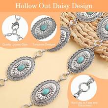 Andibro Western Metal Turquoise Chain Belt For Women, Boho Waist Chain Cowgirl Belts Adjustable Country Belts For Jeans Dresses - Đỏ và trắng - Xem 2