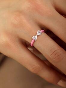 1 chiếc nhẫn bạc 925 có thể điều chỉnh kích thước, đính đá lấp lánh, món quà tinh tế dành cho các cô gái, bạn bè và gia đình. - Bạc - Xem 8