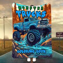 1PC 3D Monster Jam Monster Truck Cartoon Blanket, Edgy Gift For Motorsports Fans, Themed Man Cave Decor, Retro Sci-Fi Party Accent & Race Day Souvenir,Soft Throw Blanket For Home Bedroom Bed Sofa Picnic Travel Office Cover Blanket - nhiều màu 2 - Xem 4