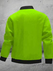 Jaqueta Casual com Zíper para Homens, Tecido de Poliéster Grosso e Leve, Ajuste Regular Adequado para Treino de Fitness e Uso Casual, Jaqueta Esportiva para Outdoor na Primavera - Verde Limão - Visão 4