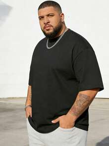 Plus Size Men's Fashion Loose Short Sleeve T-Shirt | Exquisite Design | Summer Essential | Easy To Match | Showcase Your Style, Suitable For Daily Wear, Sports, Vacation, Summer, Fitness And Exercise, A Perfect Gift For Your Husband - Black - View 4