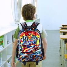 3 PIEZAS Mochila con ruedas estilo libro para niños, mochila escolar con ruedas, conjunto de mochila con ruedas con estampado UV y lonchera - Mochila con ruedas - Ver 8