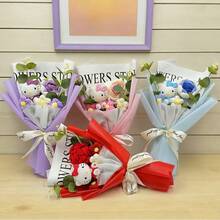 SANRIO 针织花束，创意仿真花摆件，无需维护，情侣/情人节礼物，摄影道具，家居园艺装饰 - 彩色 - 查看 4