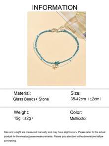 2pcs/Set Summer Sweet Blue & White Necklace Set, Handmade Beaded Necklace With Cute Starfish Decor, Suitable For Daily Wear, Beach Date, Party, Music Festival - Multicolor - View 5