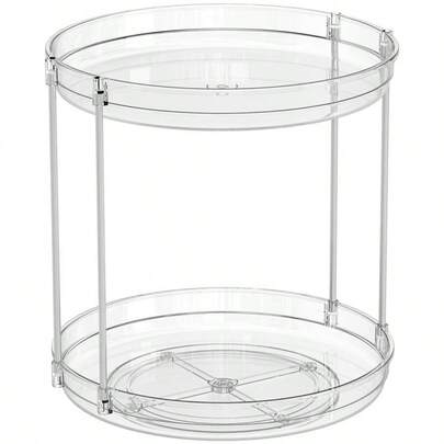 1 pieza Organizador de maquillaje giratorio transparente, estante giratorio de 360° de acrílico transparente minimalista para almacenamiento de cosméticos, exhibidor de varios niveles para cuidado de la piel y joyas para el tocador, el baño y la rutina de belleza diaria