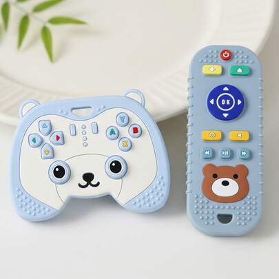2-Pieces Baby Teether Set With Panda Shape And Bear Remote Control, Silicone, 6-24M