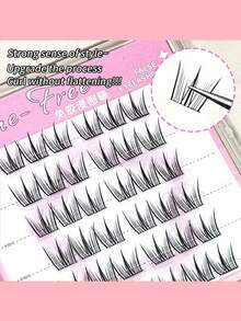 UWN Glue Free False Eyelashes 11-12 Mm Lightweight Reusable Comic Style Natural Volume Save Time Daily Party Makeup - Fluffy Lashes - View 7