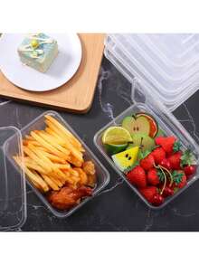 50pcs Plastic Food Storage Containers With Snap Lids - 50ml, Stackable And Microwave , Suitable For Meal Prep And Takeout, Durable Rectangular Bento Boxes For Healthy Eating - Transparent - View 5