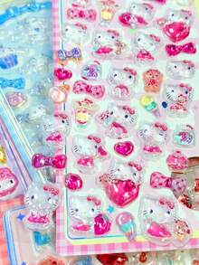 3D Crystal Clear Cartoon Anime Style Cute Stickers, Dreamy Sweet Girly Style, Minimalist Design, Presenting Various Artistic And Practical Graphic Elements - Multicolor - View 5