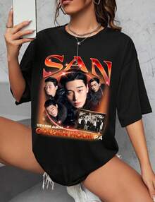 Camiseta Ateez San, Camiseta Ateez Golden Hour Parte 4, Camiseta Ateez Kpop, Mercancía Ateez Adrenaline, Sudadera con Capucha Ateez In Your Fantasy World Tour - Negro - Ver 1