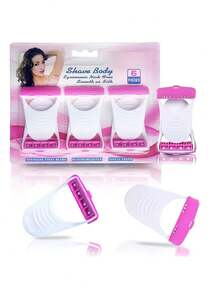 Paquete de 6 Rasuradoras Reusables Para Depilación Corporal,  Ergonómico, Acero Inoxidable Con Revestimiento de Platino - Rosa Pálido - Ver 2