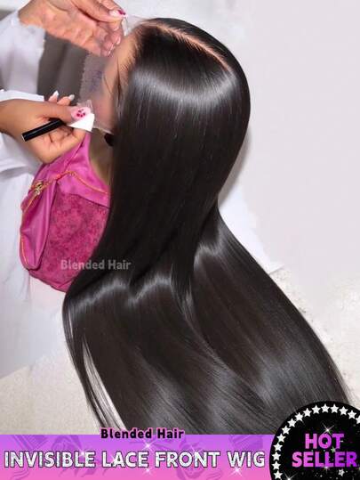 Natural Black Color 13x4 HD Transparent Straight Lace Front Hand Waves Wigs Pre Plucked Bleached Knots With Baby Hair 200 Density 1B Colored Glueless Wigs Brazilian Bone Straight Blended Hair Wig For Women 8-34 Inch