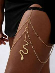 1 pieza Cadena de Body con pierna de serpiente sexy y exagerada, de encaje elástico, apta para uso diario - Dorado - Ver 5