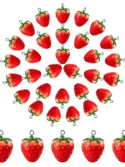 5/10/20/30/50 szt. Czerwona żywiczna zawieszka w kształcie truskawki, odpowiednia do samodzielnego wykonania breloka, naszyjnika, akcesoriów do wyrobu biżuterii