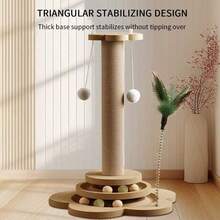 Large Cat Tree Scratching Post Pet Climbing Tower 46*24CM With Column Turntable - Burlywood (original Wood Color) - View 5