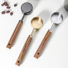 1pc Stainless Steel 15ML Coffee Powder Scoop, Walnut Handle Coffee Bean Measuring Spoon - Multicolor - View 6