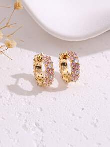 1 Pair Luxury European And American Style Rhinestone Hoop Earrings, Suitable For Daily Wear And Parties - Earrings - View 8