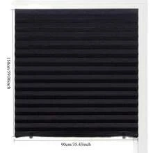 Bộ 2 rèm cửa xếp ly không dệt, rèm cản sáng nhẹ bằng polyester không dây cho phòng ngủ, không cần lắp đặt, bao gồm 2 kẹp và 2 bộ móc cài. - Đen 1 cái - Xem 3