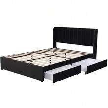 Bed Bases & Foundations - 黑色 + 絲絨 + 160厘米*200厘米 - 查看 9