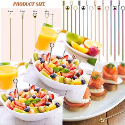 16 Pieces Metal Cocktail Picks For Drinks Martini Picks Cocktail Skewers 4 Inches Reusable Stainl Steel Bloody Mary Garnish Sticks SierRose Gold Gold Colorful