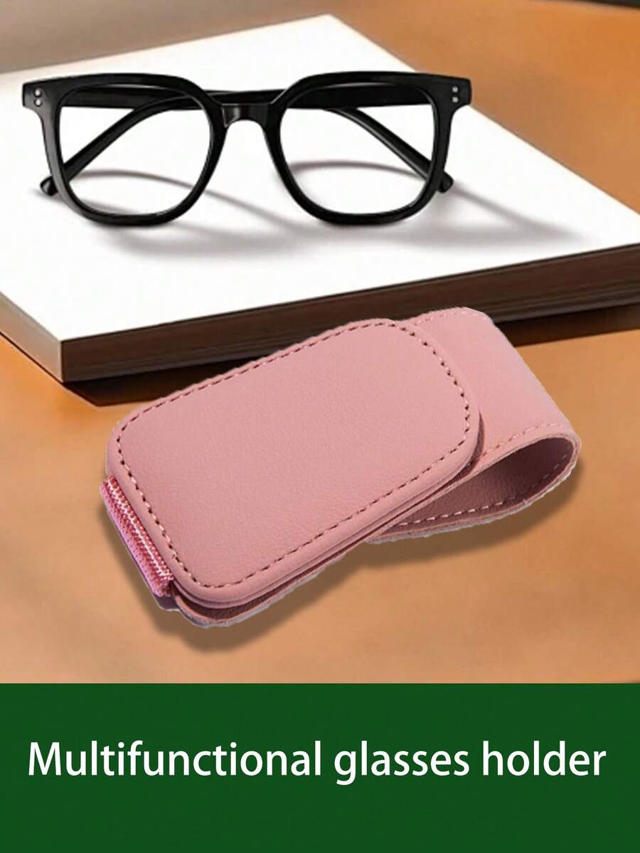 Magnetic Car Glasses Clip, Soft & Durable Leather, Thin & Compact Design Without Blocking Vision, Portable Multifunctional Glasses Clip - A - View 1