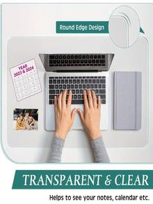 1 pieza Almohadilla de escritorio transparente de uso intensivo | Superficie antideslizante y resistente al calor de PVC, esquinas redondeadas, alfombrilla de escritura transparente para oficina, hogar, portátil, escritorio - compatible con calendario - Rectángulo - Ver 4