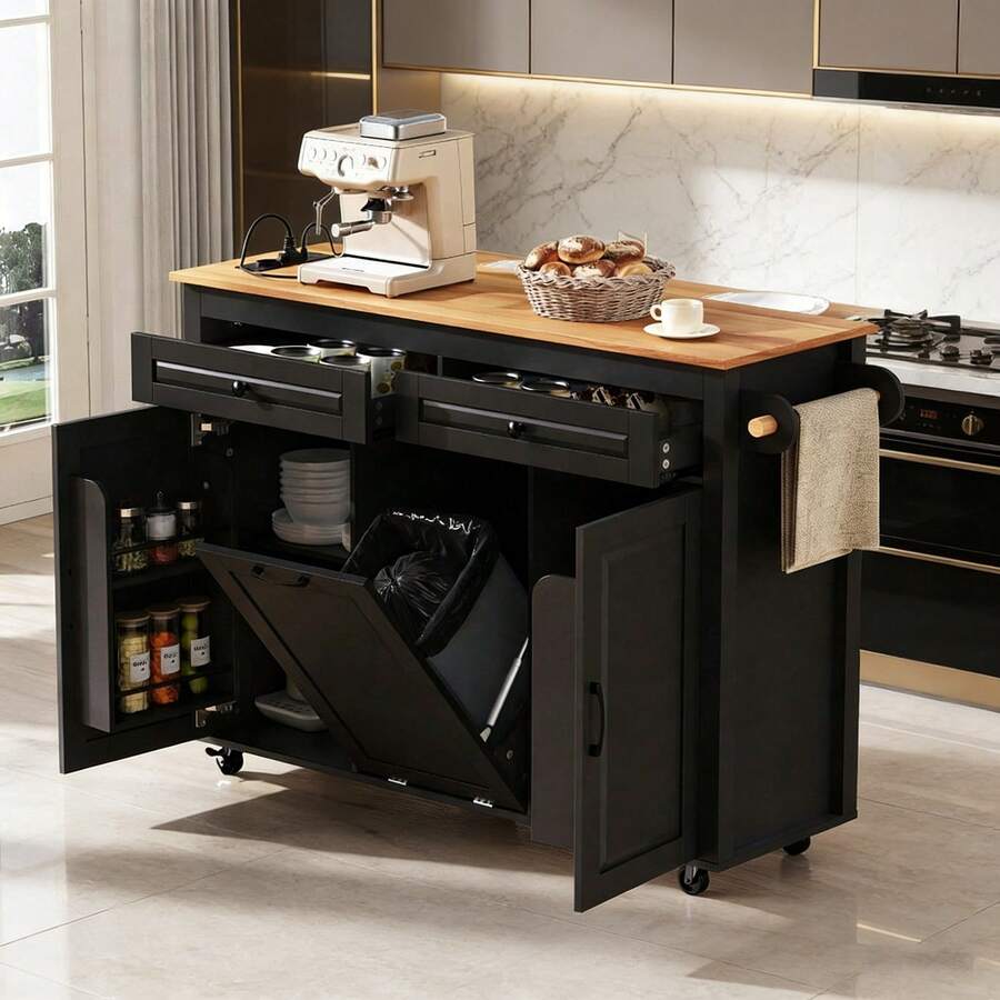 Mobile Storage Islands - Black + MDF - View 1