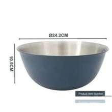 Nesting Stainless Steel Mixing Bowls Set, Matte Colored Exterior Metal Salad Bowls, Stackable Nesting Multi-Size Metal Mixing Bowls, Serving Prep Bowls For Kitchen Baking, Salad, Fruit, Noodles, Food Storage - Navy Blue - View 15