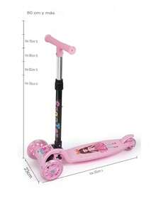 Scooter de 3 ruedas con altura ajustable, Patineta de empuje plegable con ruedas iluminadas, freno de pie en la rueda trasera - Negro - Ver 1