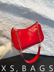 Fashion Versatile Casual Retro Minimalist Shoulder Bag - Red - View 1