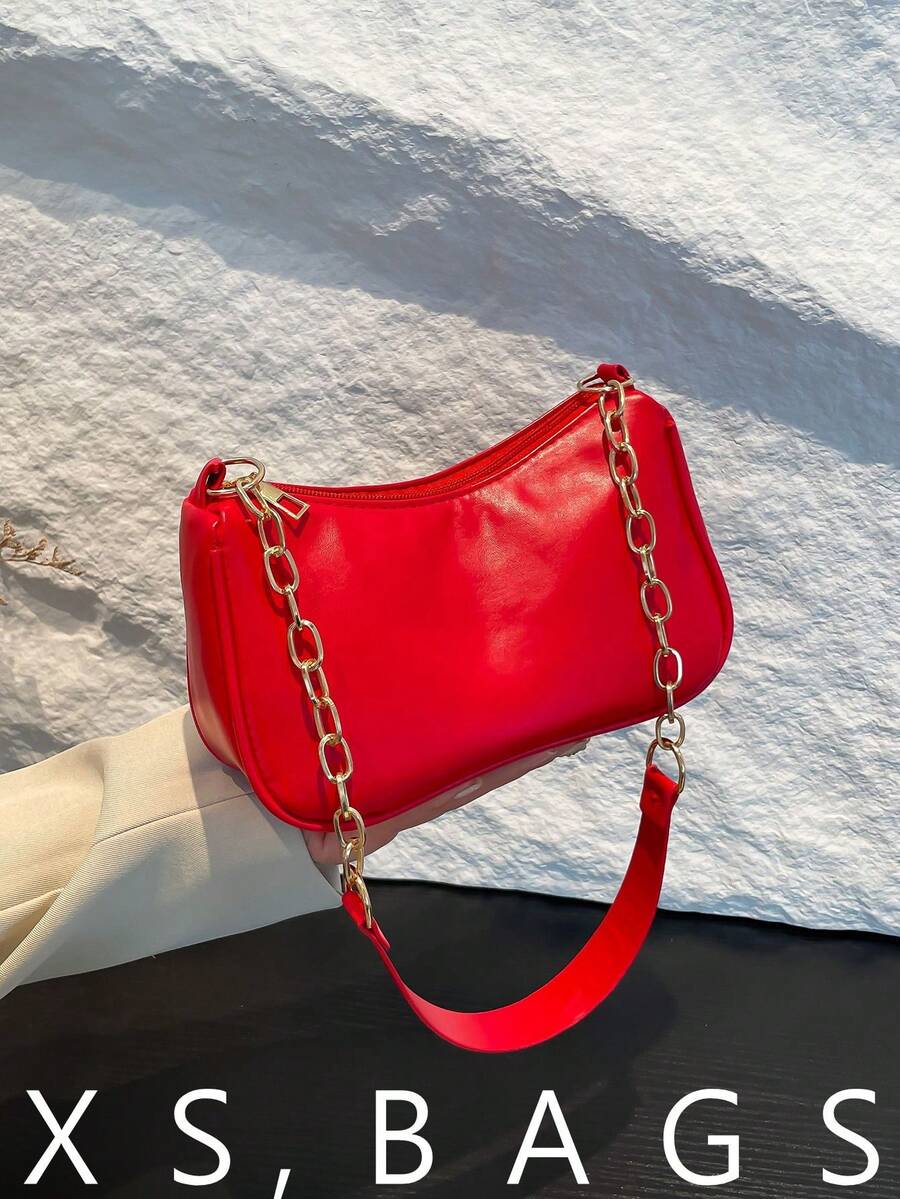 Fashion Versatile Casual Retro Minimalist Shoulder Bag - Red - View 1