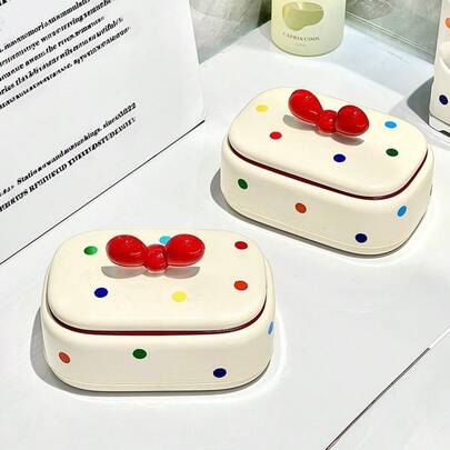 1pc Dopamine Style Butterfly Soap Tray With Detachable Drainage Tray - A Beautiful And Practical Soap Holder Suitable For Bathrooms And Kitchens, Creamy Christmas Soap Box For Home Use, Double-Layer Draining Bathroom, Bathroom, Dormitory, Travel, Covered Soap Storage Box, Easy To Carry, A Must-Have For Dormitories