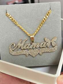 1pc Personalized Minimalist Matte Stainless Steel Necklace With Custom Engraved Name, 18K Gold Plated Heart/Butterfly Shaped Choker Necklace, Gift For Girlfriend, Wife, Mom, Birthday, Valentine's Day, Christmas,Black,Silver,Gold,Stylish,Colorful,Vintage,Simple,Unisex,Casual,Cuties,Custom,Personalized,Unique,Ideal Gifts For Him,Ideal Gifts For Her,Her,Boyfriend,Girlfriend,Dad,Mom,Family,Friends,For Anniversaries,For Birthdays,For Graduation,For Prom,For Party,Customized Fashion Necklaces - Multicolor - View 8