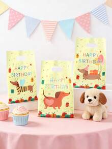 50个腊肠犬图案礼品袋，卡通狗狗设计派对回礼袋，适用于生日派对装饰、性别揭晓派对、迎婴派对、周岁生日派对、新生儿派对礼品包装用品 - 臘腸狗 - 查看 4
