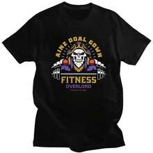 Custom Ainz Ooal Gown Fitness T Shirt For Men Pure Cotton  Tees Short Sleeve Overlord Skeleton Skull T-Shirt Slim Fit - 黑色 - 查看 12