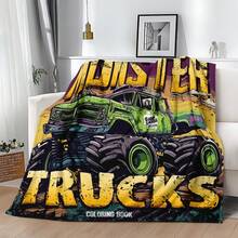 1PC 3D Monster Jam Monster Truck Cartoon Blanket, Edgy Gift For Motorsports Fans, Themed Man Cave Decor, Retro Sci-Fi Party Accent & Race Day Souvenir,Soft Throw Blanket For Home Bedroom Bed Sofa Picnic Travel Office Cover Blanket - Multicolour 36 - View 4