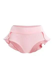Women's High Waist Wide Waistband Ruffle Yoga Shorts Gym Workout Rave Booty Dance Mini Hot Pants Bottoms Active Skirted Panties - 粉色 - 查看 1
