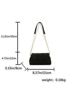 New Autumn/Winter Solid Color Suede Simple Shoulder Bag, Classic Versatile Flap Gold Chain Crossbody Bag For Women, Suitable For Shopping, Wallet, Young Ladies, College Students, Newlyweds, Office Workers. Ideal For Office, School, Work, Business, Commuting, Outdoor Activities, Travel, Going Out And Other Occasions. - Black - View 7